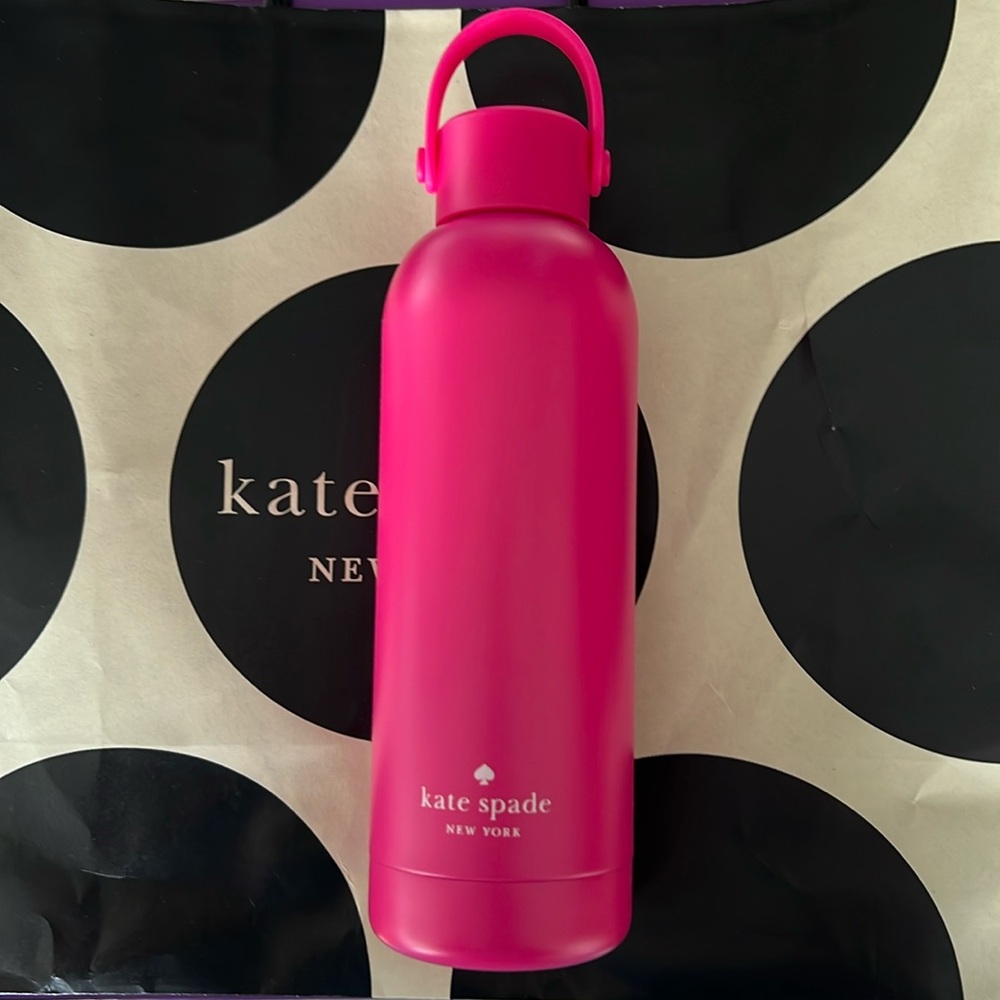 NIB Kate Spade Pink Insulated Stainless Steel 16 oz Water Bottle
